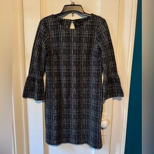 Banana Republic Black and White Checkered Long Sleeve Dress